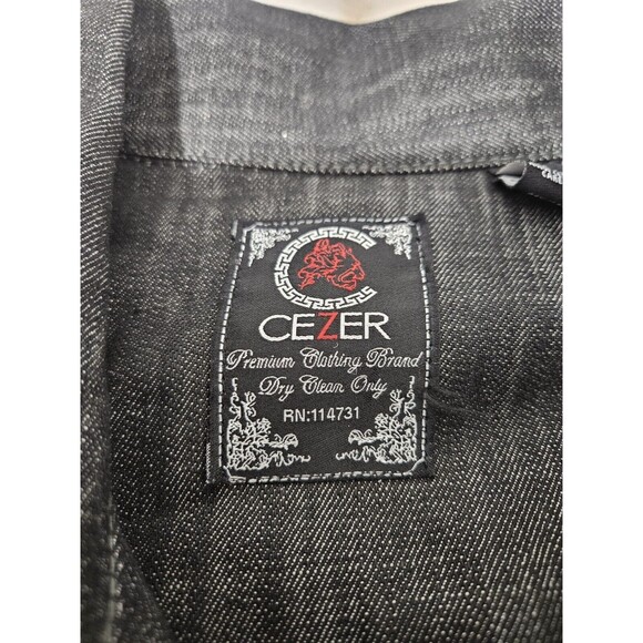 NWT CEZER Denim Jacket Men’s Black Embroidered Patches 100% Cotton Size 2X - Picture 8 of 12